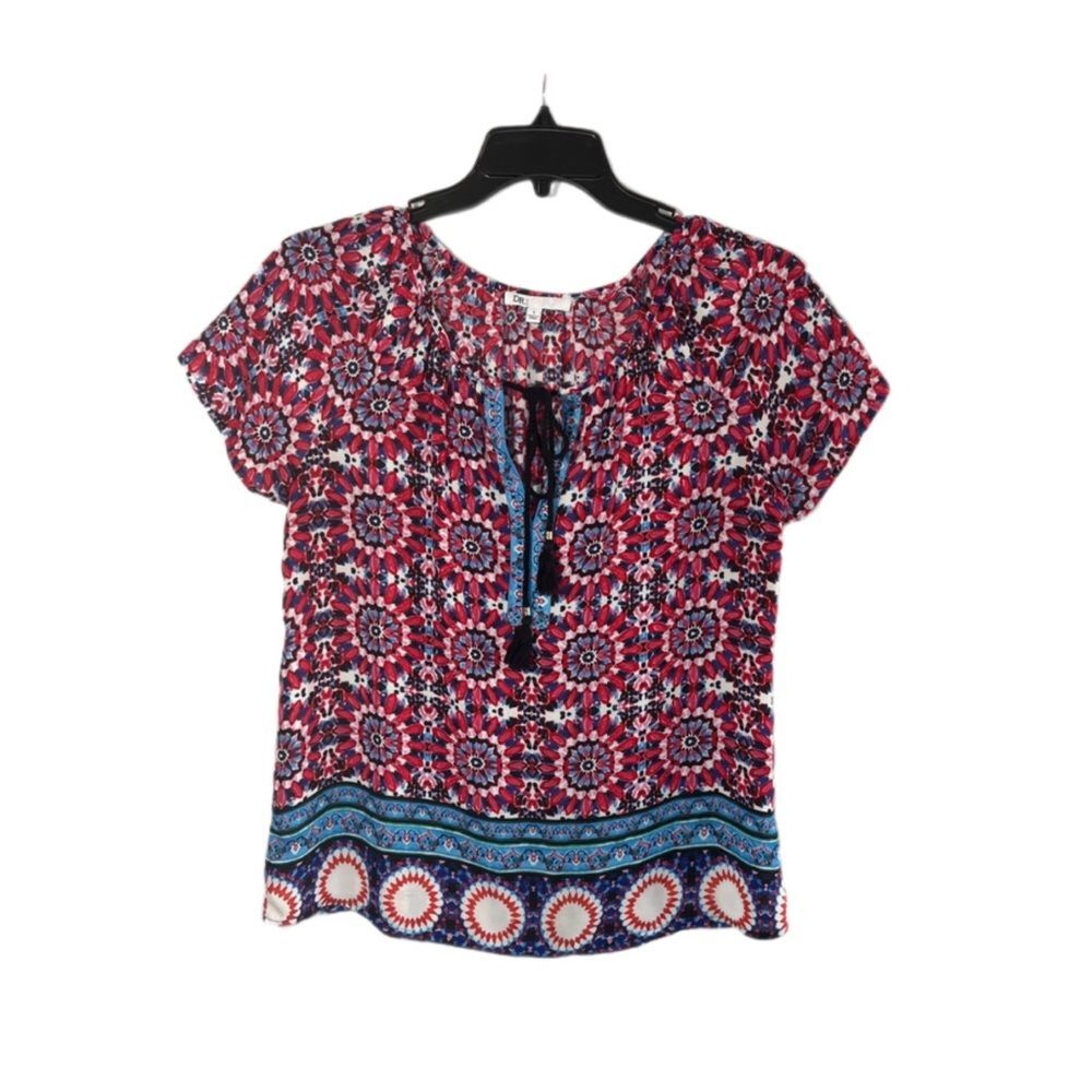 DR2 boho print blouse size small multicolor